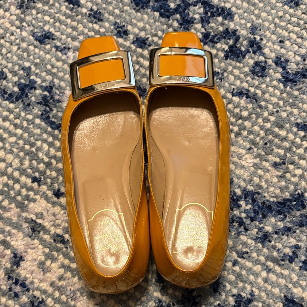 Roger Vivier Mustard Flats with Silver Accent